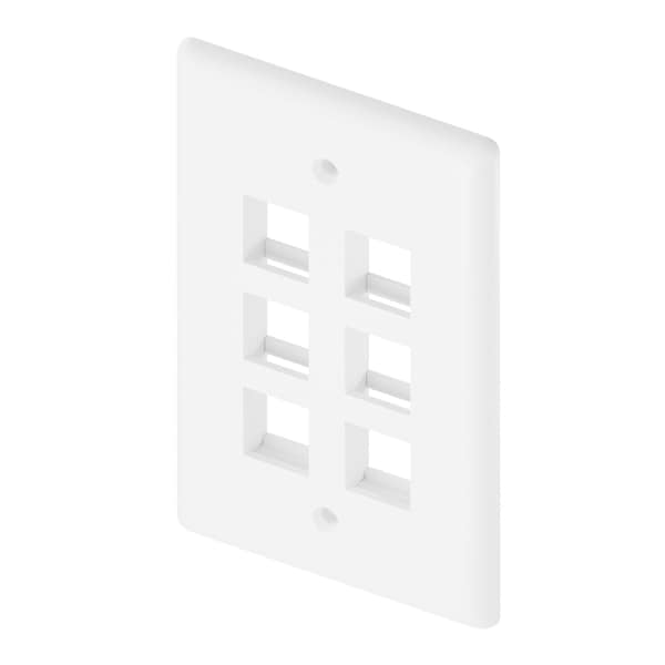 Unc Group 6Port Wall Plate, Single Gang, White WP-6P-WHT - main